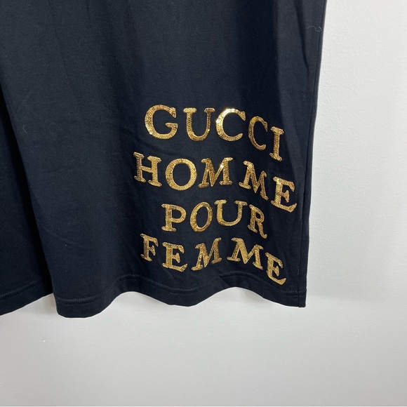 Gucci Oversized Embellished Sequin Detail T-Shirt Size Medium NWT Black Gold - Picture 6 of 12